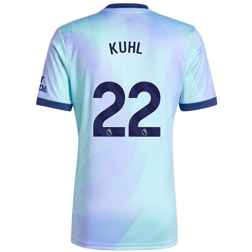 Women Football Kathrine Møller Kühl #22 Aqua Third Jersey 2024/25 T-Shirt Nz