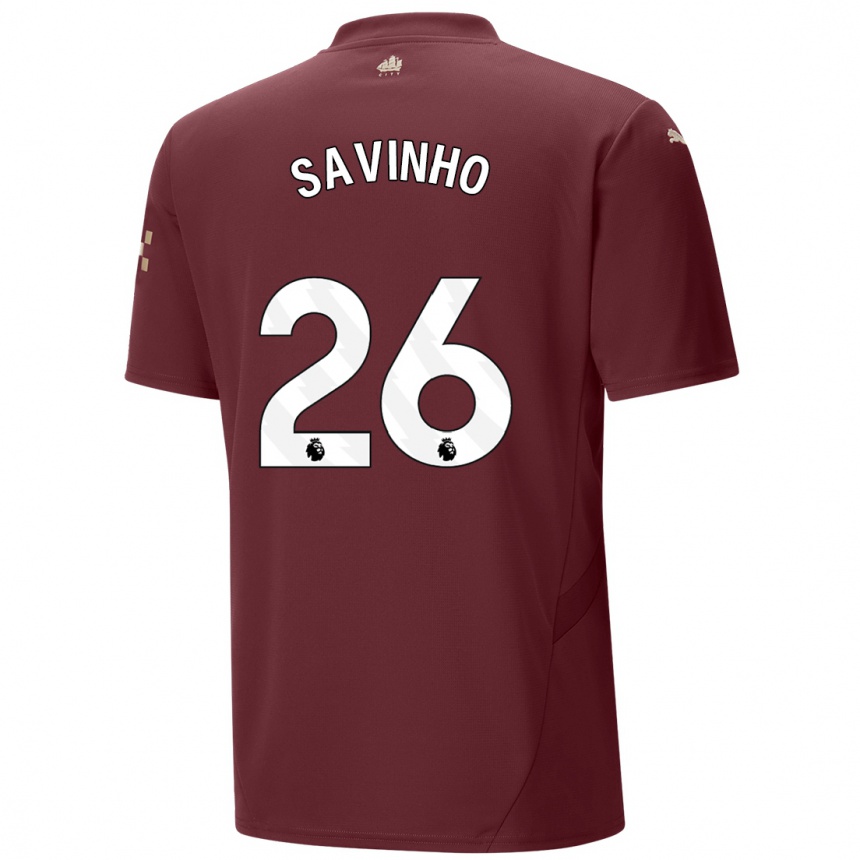 Women Football Savinho #26 Maroon Third Jersey 2024/25 T-Shirt Nz