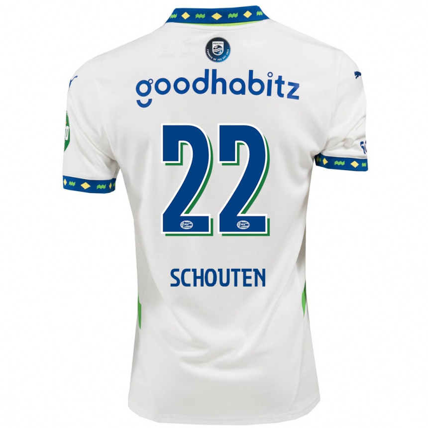 Women Football Jerdy Schouten #22 White Dark Blue Third Jersey 2024/25 T-Shirt Nz