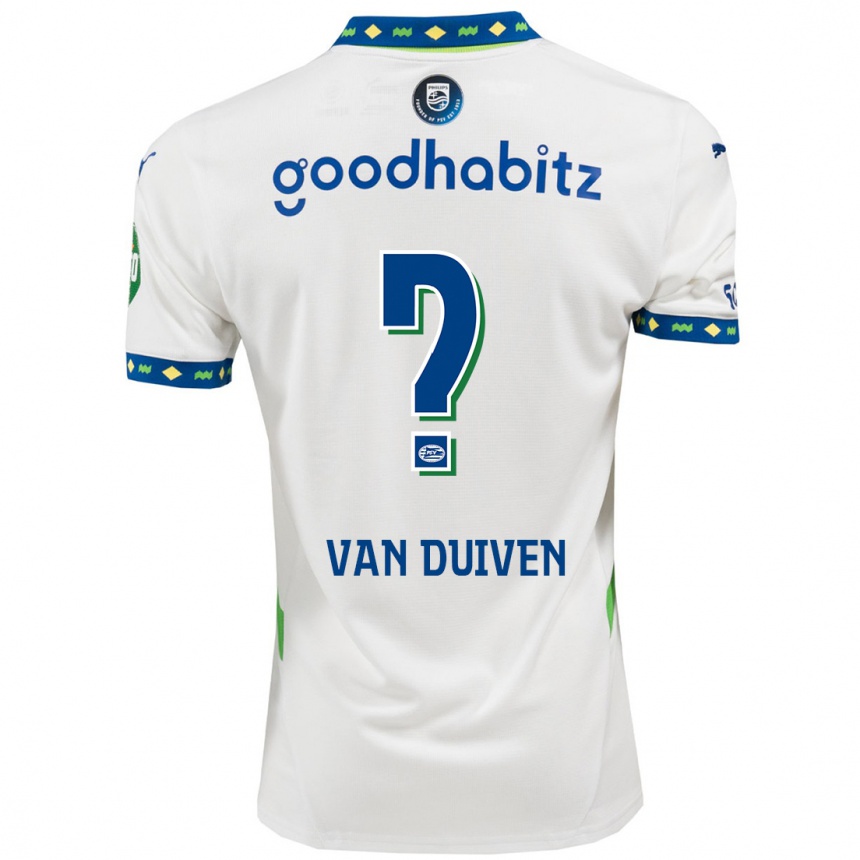 Women Football Robin Van Duiven #0 White Dark Blue Third Jersey 2024/25 T-Shirt Nz