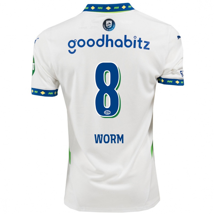 Women Football Siri Worm #8 White Dark Blue Third Jersey 2024/25 T-Shirt Nz