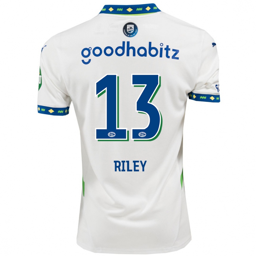 Women Football Indiah-Paige Riley #13 White Dark Blue Third Jersey 2024/25 T-Shirt Nz