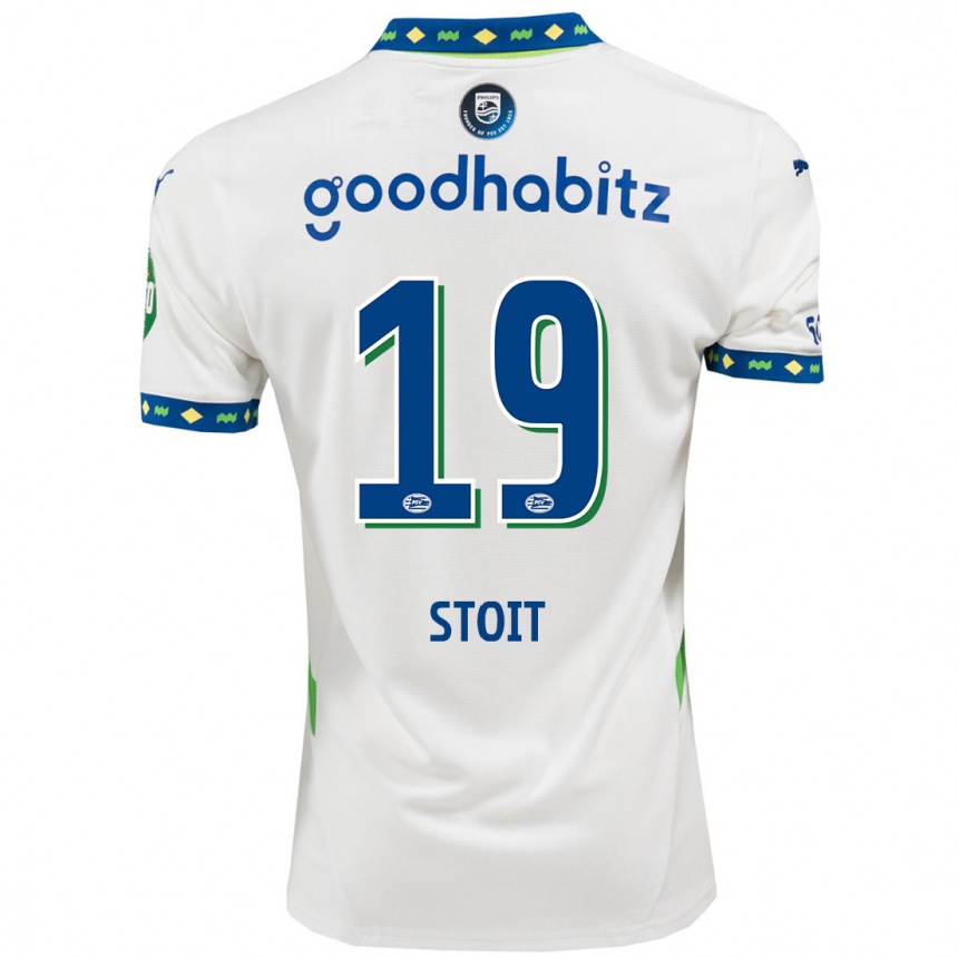 Women Football Fleur Stoit #19 White Dark Blue Third Jersey 2024/25 T-Shirt Nz