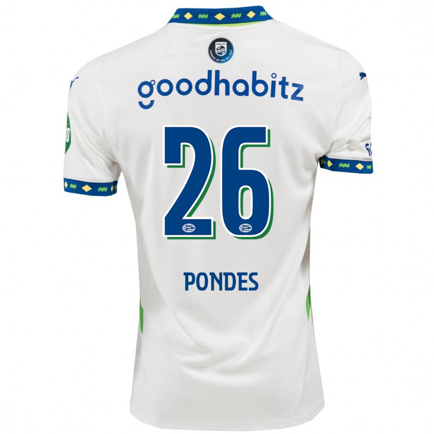 Women Football Moon Pondes #26 White Dark Blue Third Jersey 2024/25 T-Shirt Nz