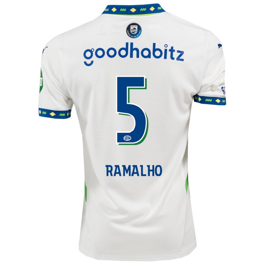 Women Football André Ramalho #5 White Dark Blue Third Jersey 2024/25 T-Shirt Nz