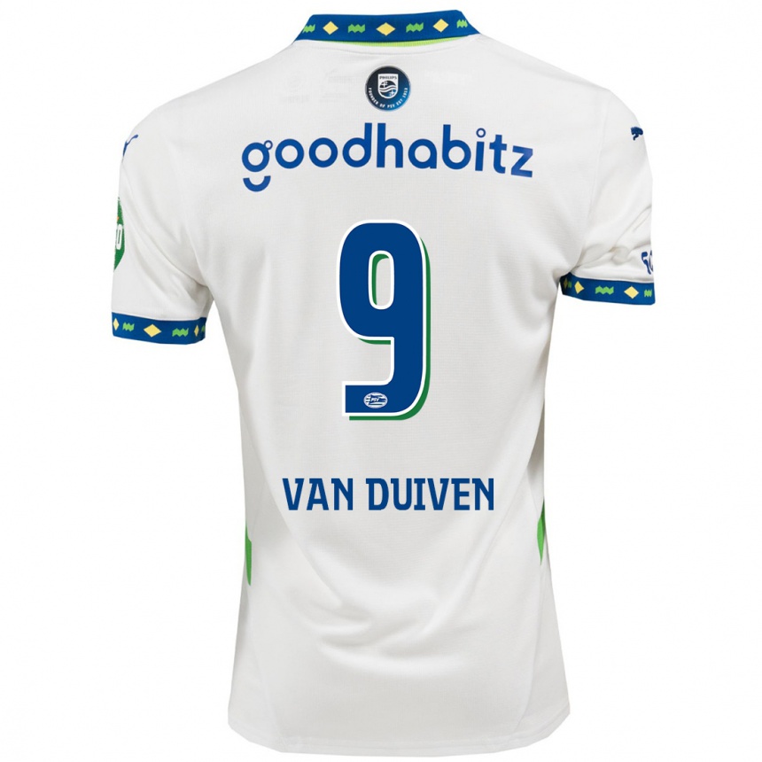 Women Football Jason Van Duiven #9 White Dark Blue Third Jersey 2024/25 T-Shirt Nz