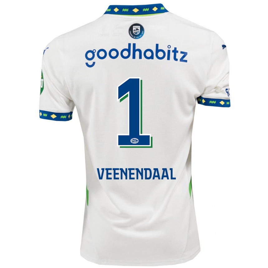 Women Football Sari Van Veenendaal #1 White Dark Blue Third Jersey 2024/25 T-Shirt Nz