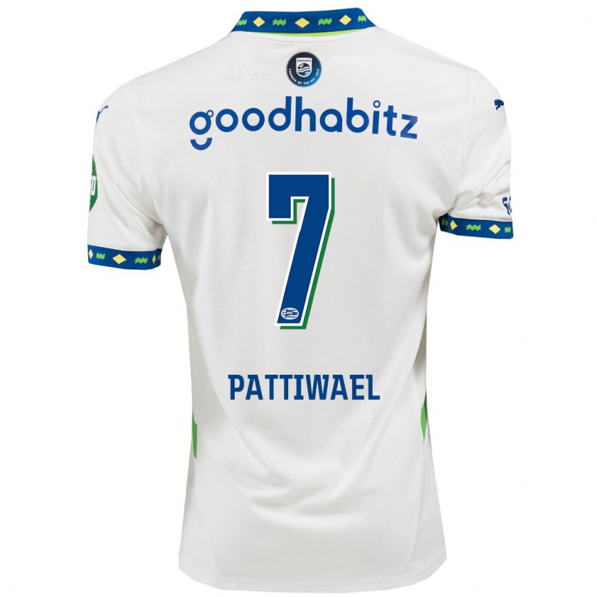 Women Football Naomi Pattiwael #7 White Dark Blue Third Jersey 2024/25 T-Shirt Nz