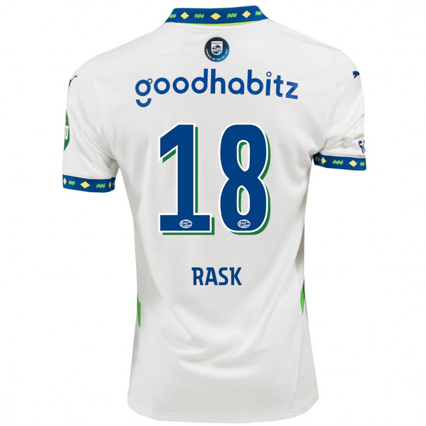 Women Football Caroline Rask #18 White Dark Blue Third Jersey 2024/25 T-Shirt Nz