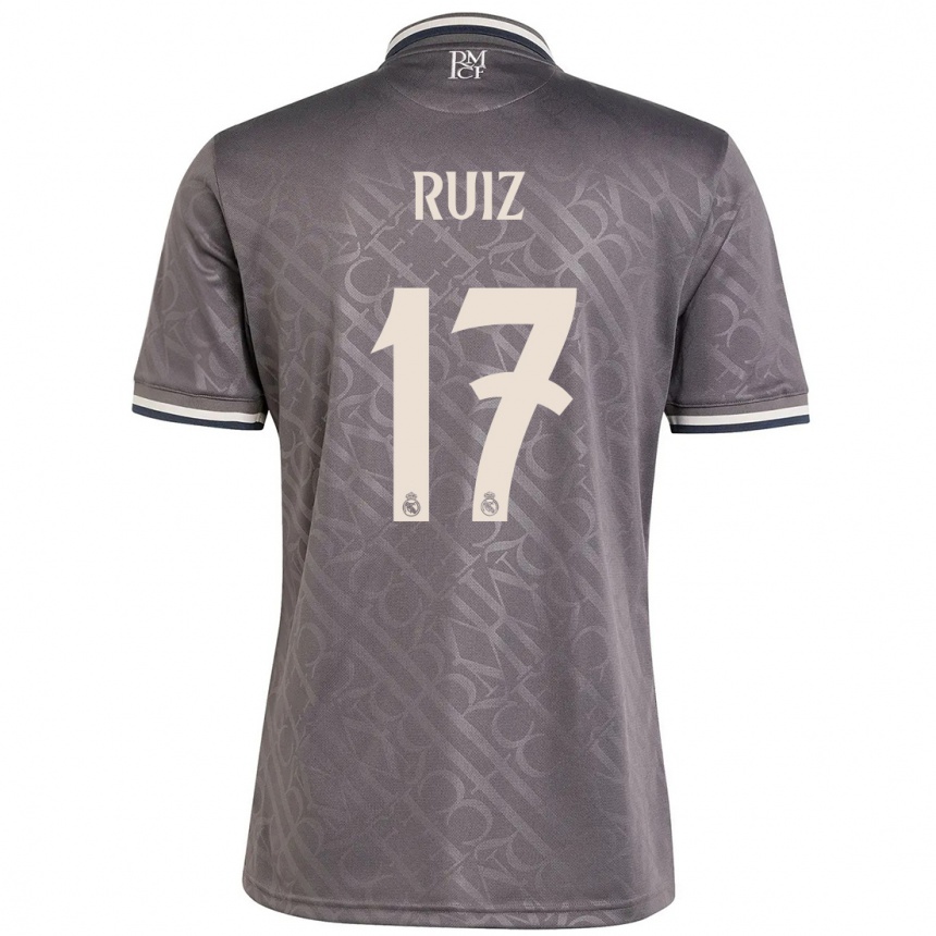 Women Football David Ruiz #17 Charcoal Third Jersey 2024/25 T-Shirt Nz