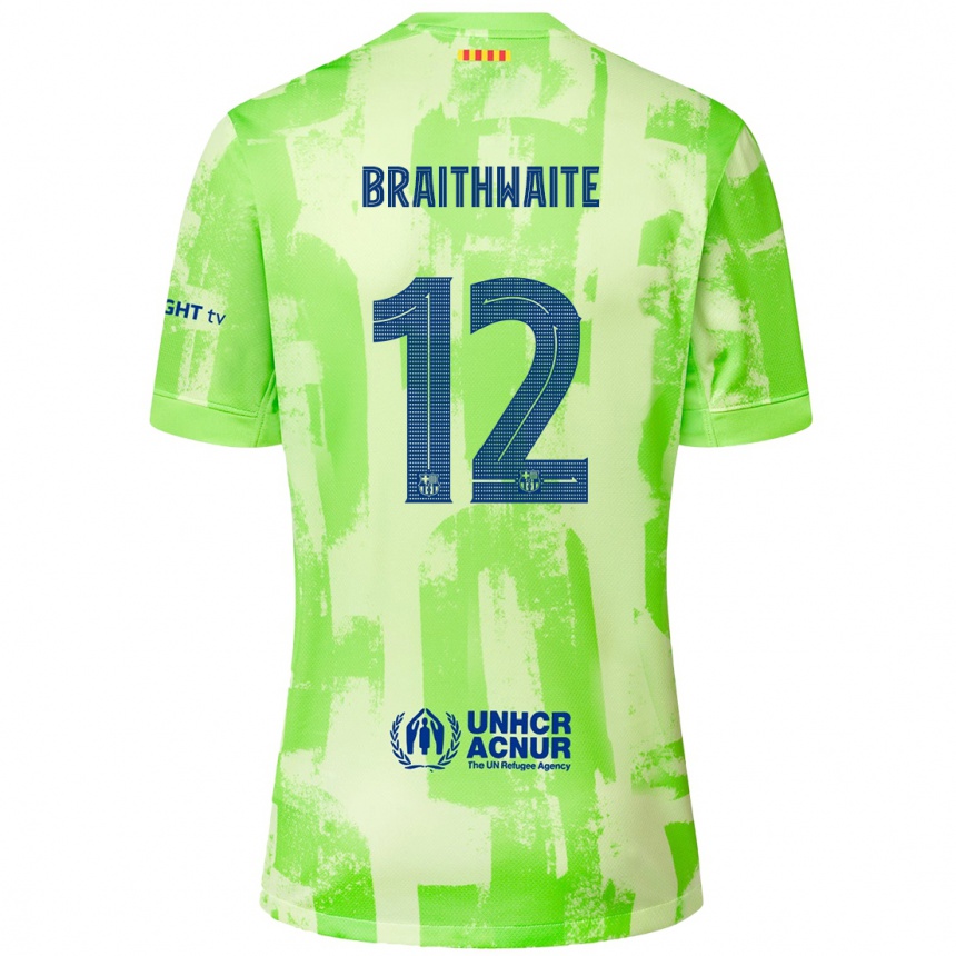 Women Football Martin Braithwaite #12 Lime Third Jersey 2024/25 T-Shirt Nz