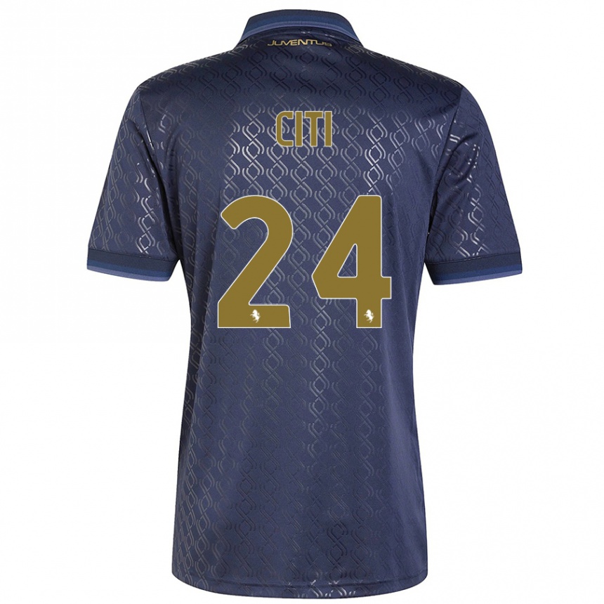 Women Football Alessandro Citi #24 Navy Blue Third Jersey 2024/25 T-Shirt Nz