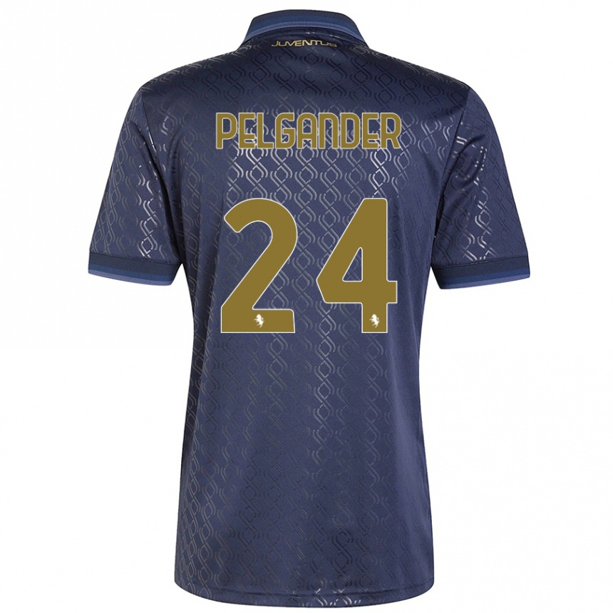 Women Football Elsa Pelgander #24 Navy Blue Third Jersey 2024/25 T-Shirt Nz