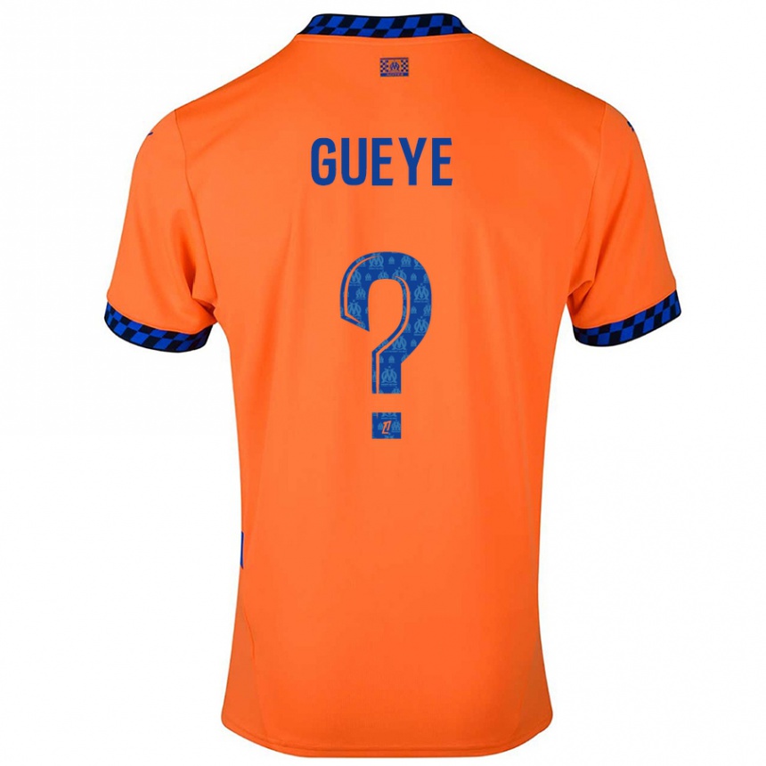 Women Football Daouda Gueye #0 Orange Dark Blue Third Jersey 2024/25 T-Shirt Nz