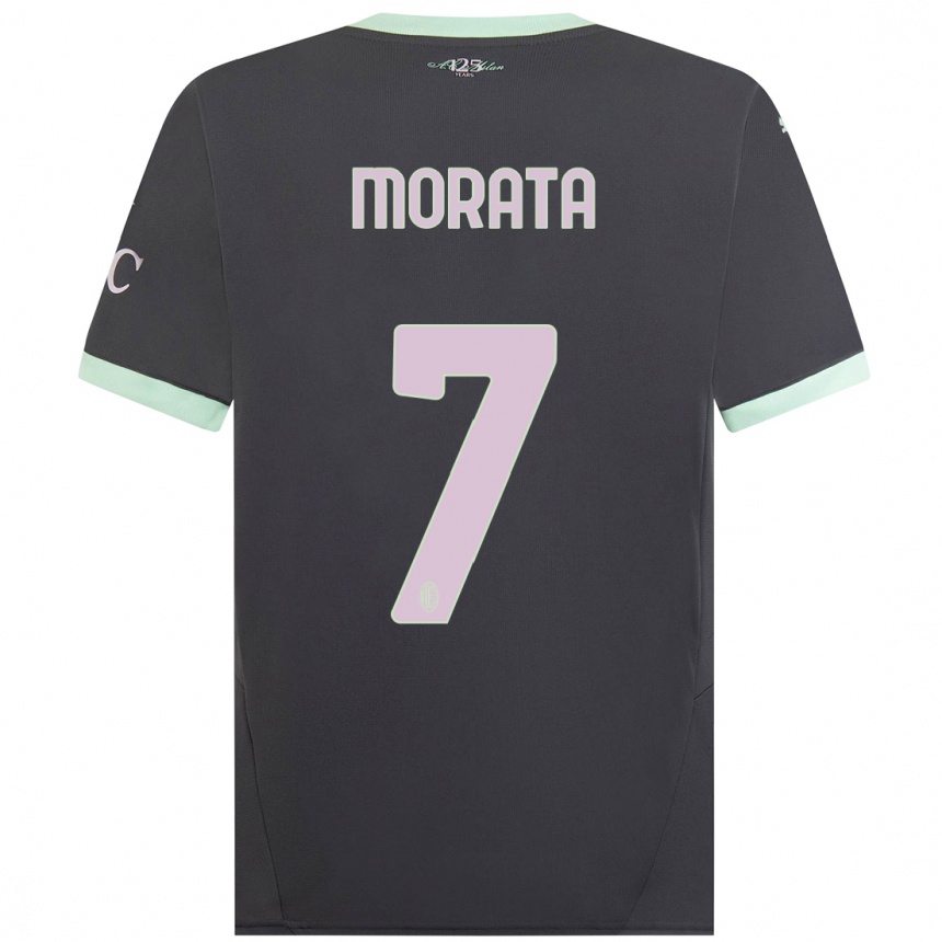 Women Football Alvaro Morata #7 Grey Third Jersey 2024/25 T-Shirt Nz