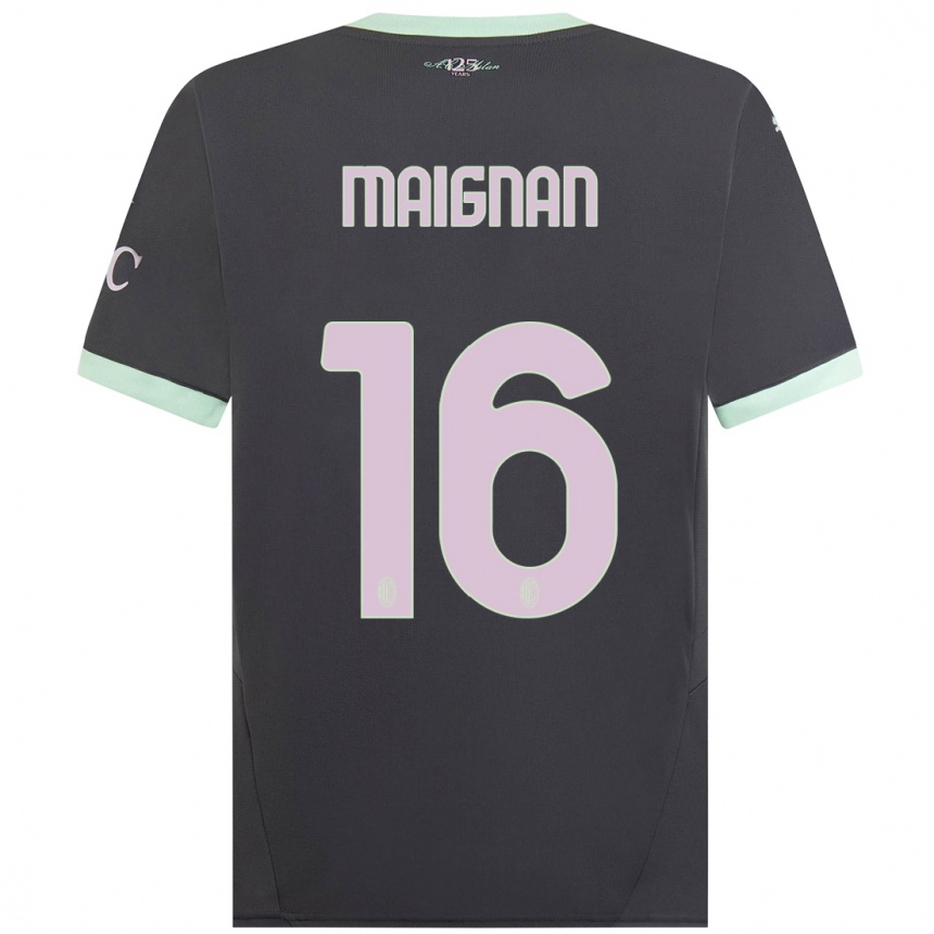 Women Football Mike Maignan #16 Grey Third Jersey 2024/25 T-Shirt Nz