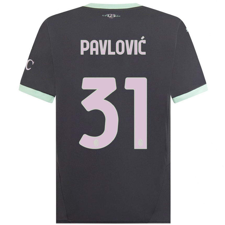 Women Football Strahinja Pavlović #31 Grey Third Jersey 2024/25 T-Shirt Nz