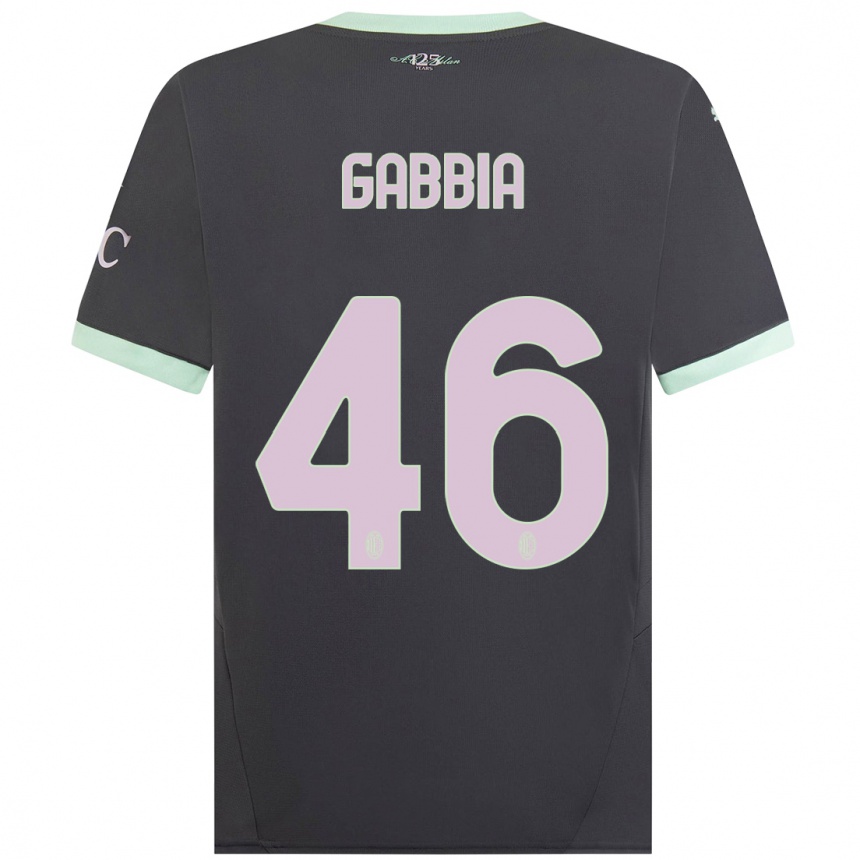 Women Football Matteo Gabbia #46 Grey Third Jersey 2024/25 T-Shirt Nz