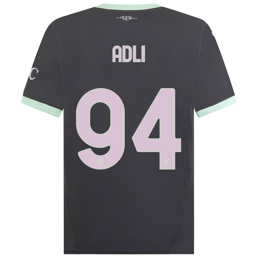 Women Football Yacine Adli #94 Grey Third Jersey 2024/25 T-Shirt Nz