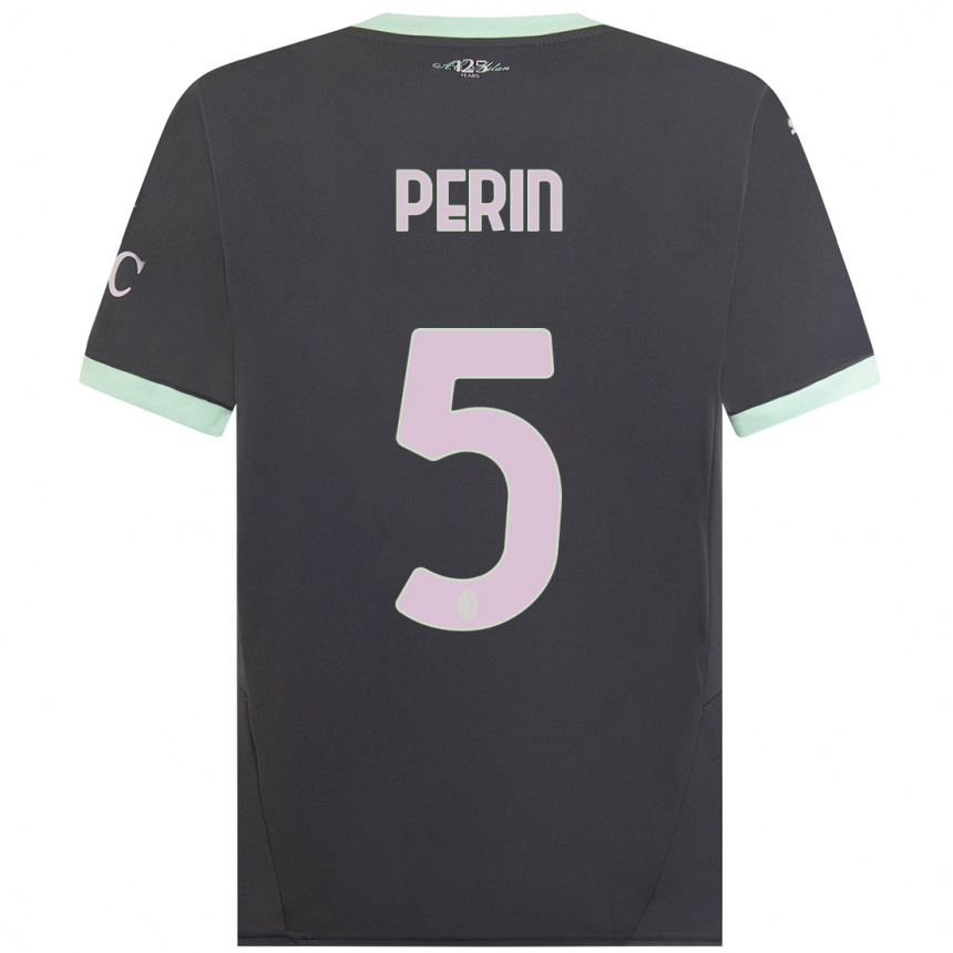 Women Football Ernesto Perin #5 Grey Third Jersey 2024/25 T-Shirt Nz