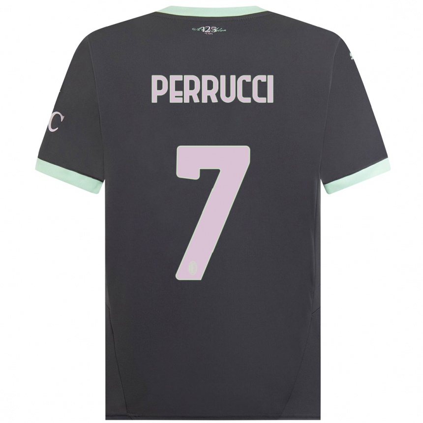 Women Football Vincenzo Perrucci #7 Grey Third Jersey 2024/25 T-Shirt Nz