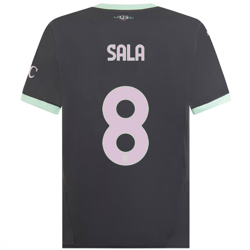 Women Football Emanuele Sala #8 Grey Third Jersey 2024/25 T-Shirt Nz