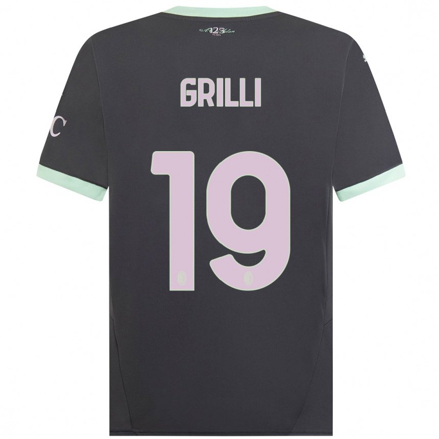 Women Football Lorenzo Grilli #19 Grey Third Jersey 2024/25 T-Shirt Nz