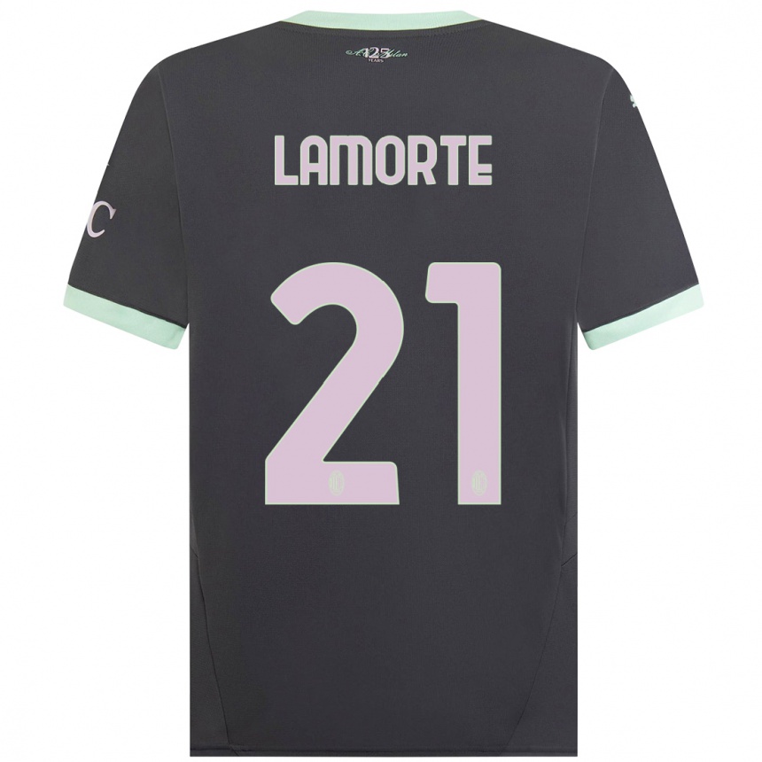 Women Football Alessandro Lamorte #21 Grey Third Jersey 2024/25 T-Shirt Nz