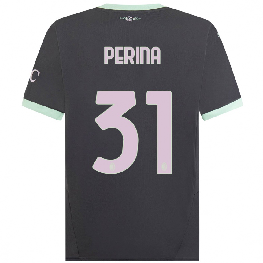 Women Football Gioele Perina #31 Grey Third Jersey 2024/25 T-Shirt Nz