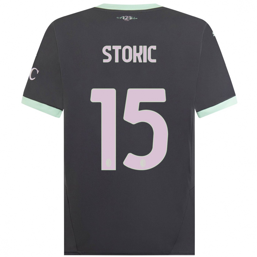 Women Football Sara Stokić #15 Grey Third Jersey 2024/25 T-Shirt Nz