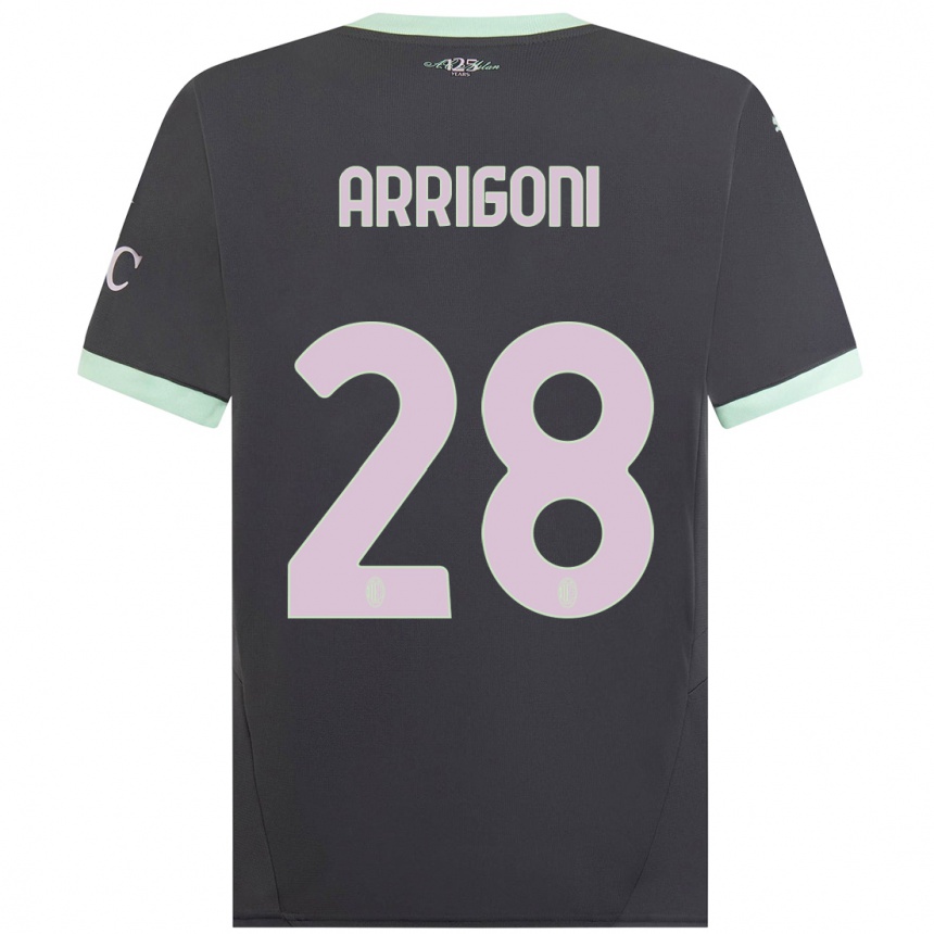 Women Football Giorgia Arrigoni #28 Grey Third Jersey 2024/25 T-Shirt Nz