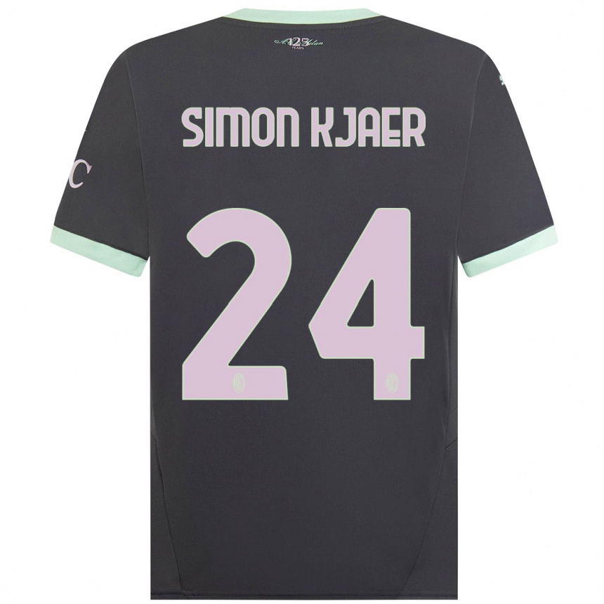 Women Football Simon Kjaer #24 Grey Third Jersey 2024/25 T-Shirt Nz