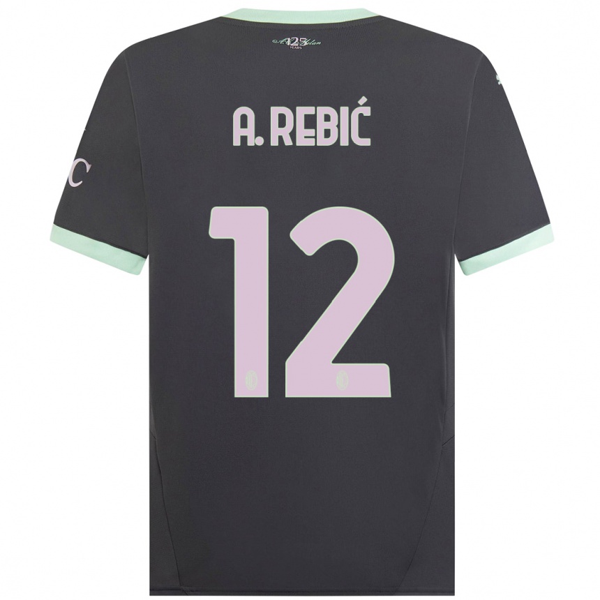 Women Football Ante Rebic #12 Grey Third Jersey 2024/25 T-Shirt Nz