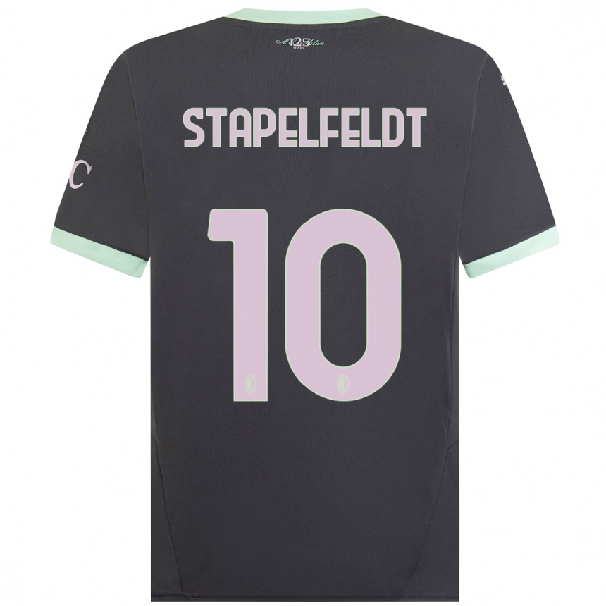 Women Football Nina Stapelfeldt #10 Grey Third Jersey 2024/25 T-Shirt Nz