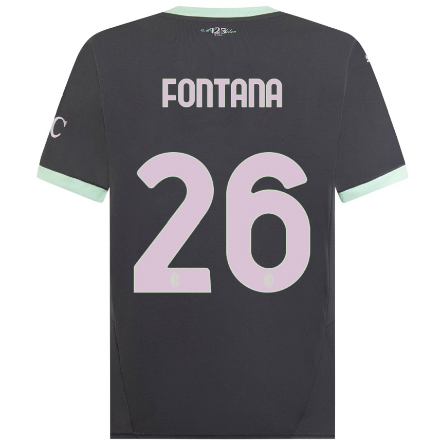 Women Football Francesco Fontana #26 Grey Third Jersey 2024/25 T-Shirt Nz