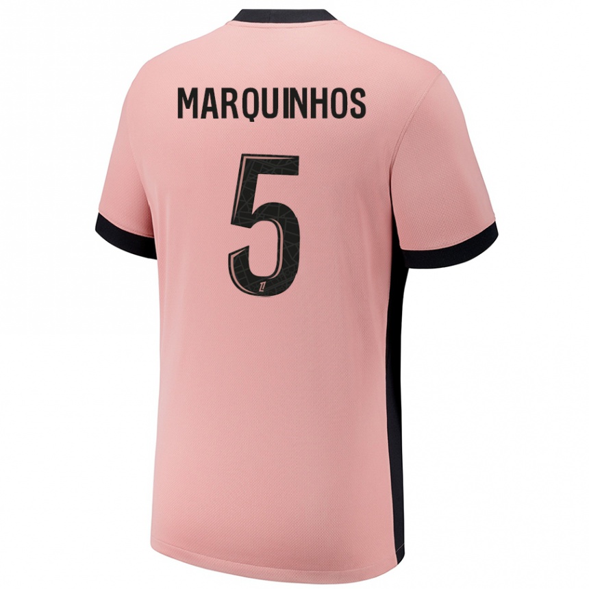 Women Football Marquinhos #5 Rust Pink Third Jersey 2024/25 T-Shirt Nz