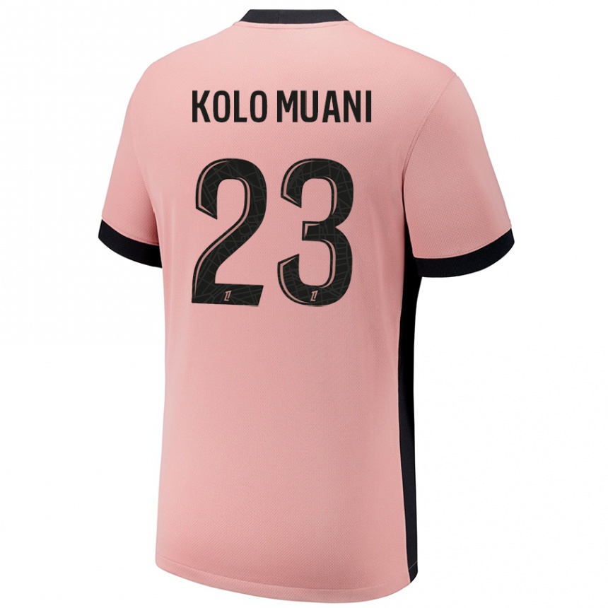 Women Football Randal Kolo Muani #23 Rust Pink Third Jersey 2024/25 T-Shirt Nz