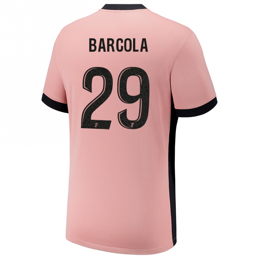 Women Football Bradley Barcola #29 Rust Pink Third Jersey 2024/25 T-Shirt Nz