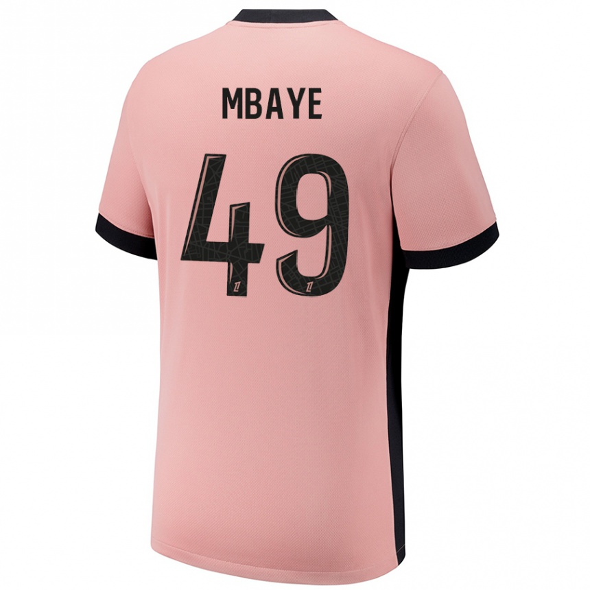 Women Football Ibrahim Mbaye #49 Rust Pink Third Jersey 2024/25 T-Shirt Nz