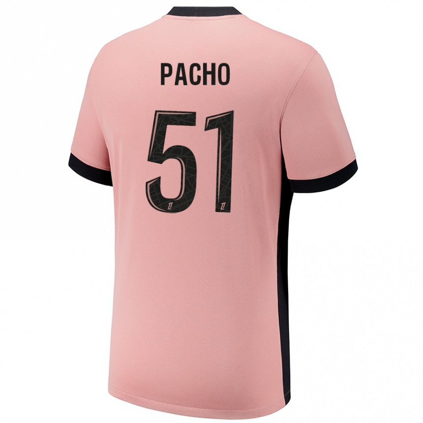 Women Football Willian Pacho #51 Rust Pink Third Jersey 2024/25 T-Shirt Nz