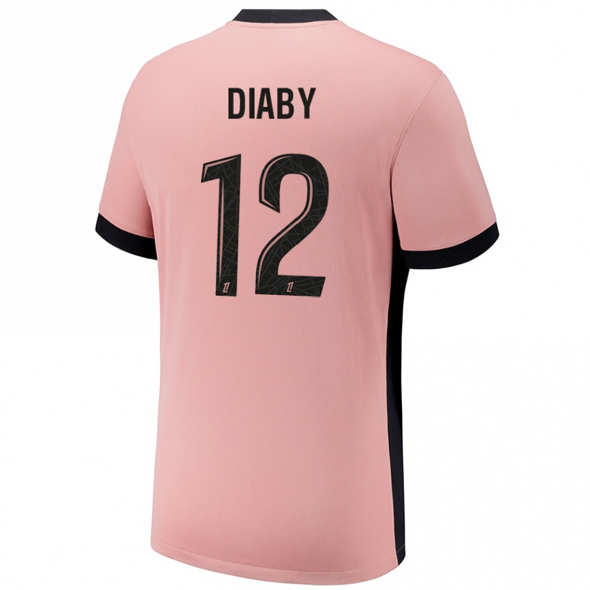 Women Football Ibrahima Diaby #12 Rust Pink Third Jersey 2024/25 T-Shirt Nz