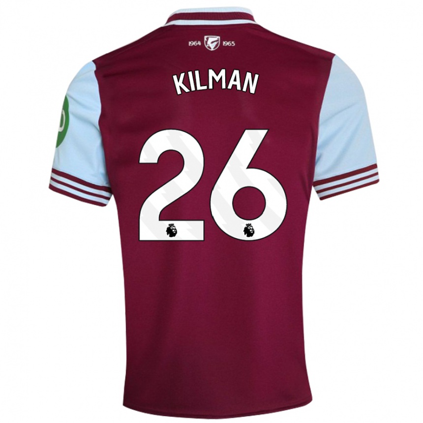 Kids Football Max Kilman #26 Dark Red Home Jersey 2024/25 T-Shirt Nz