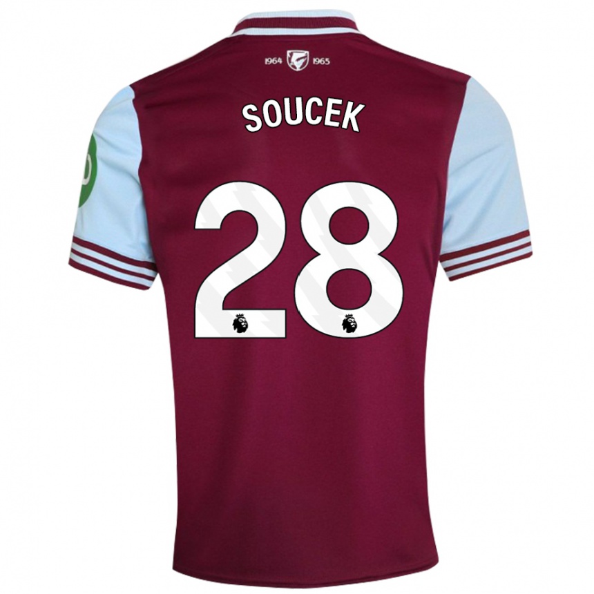 Kids Football Tomas Soucek #28 Dark Red Home Jersey 2024/25 T-Shirt Nz