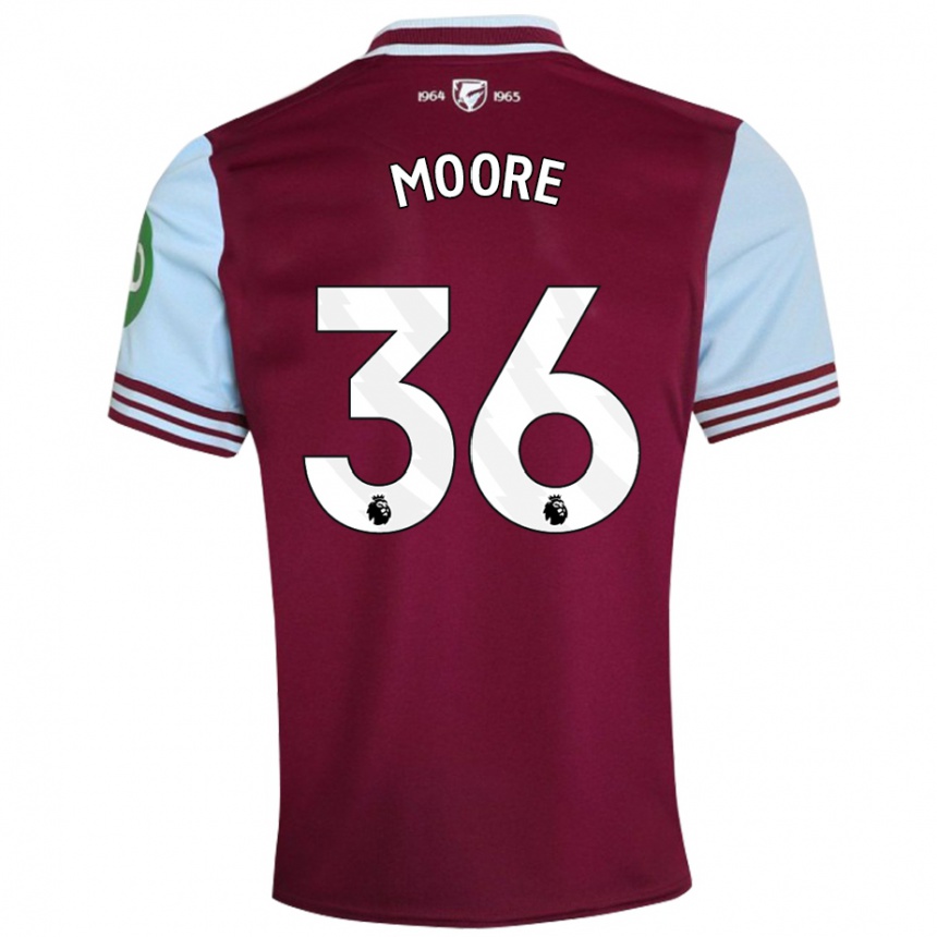 Kids Football Sean Moore #36 Dark Red Home Jersey 2024/25 T-Shirt Nz