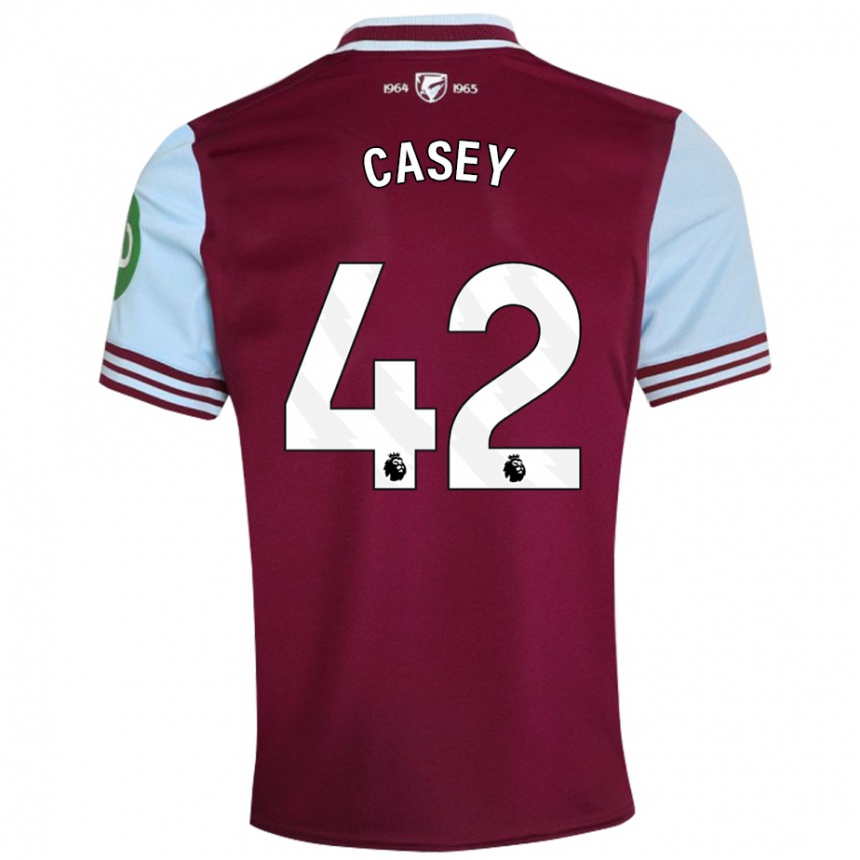 Kids Football Kaelan Casey #42 Dark Red Home Jersey 2024/25 T-Shirt Nz