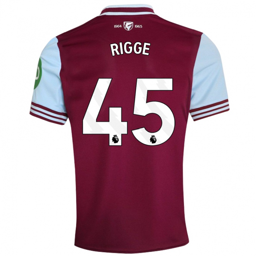 Kids Football Daniel Rigge #45 Dark Red Home Jersey 2024/25 T-Shirt Nz