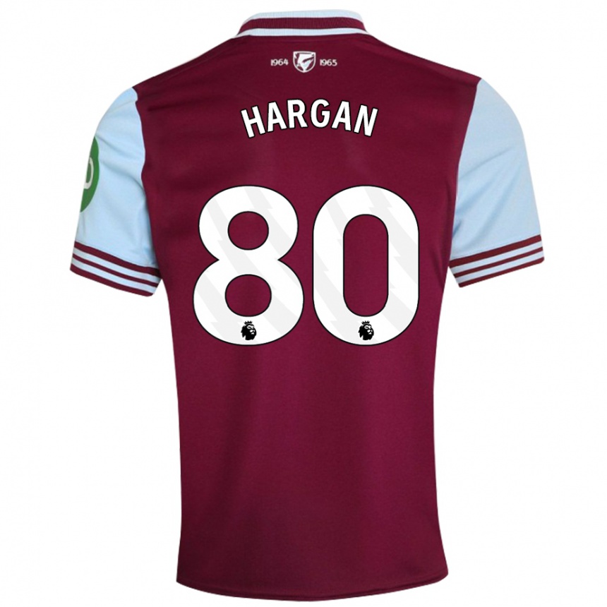 Kids Football Riley Hargan #80 Dark Red Home Jersey 2024/25 T-Shirt Nz