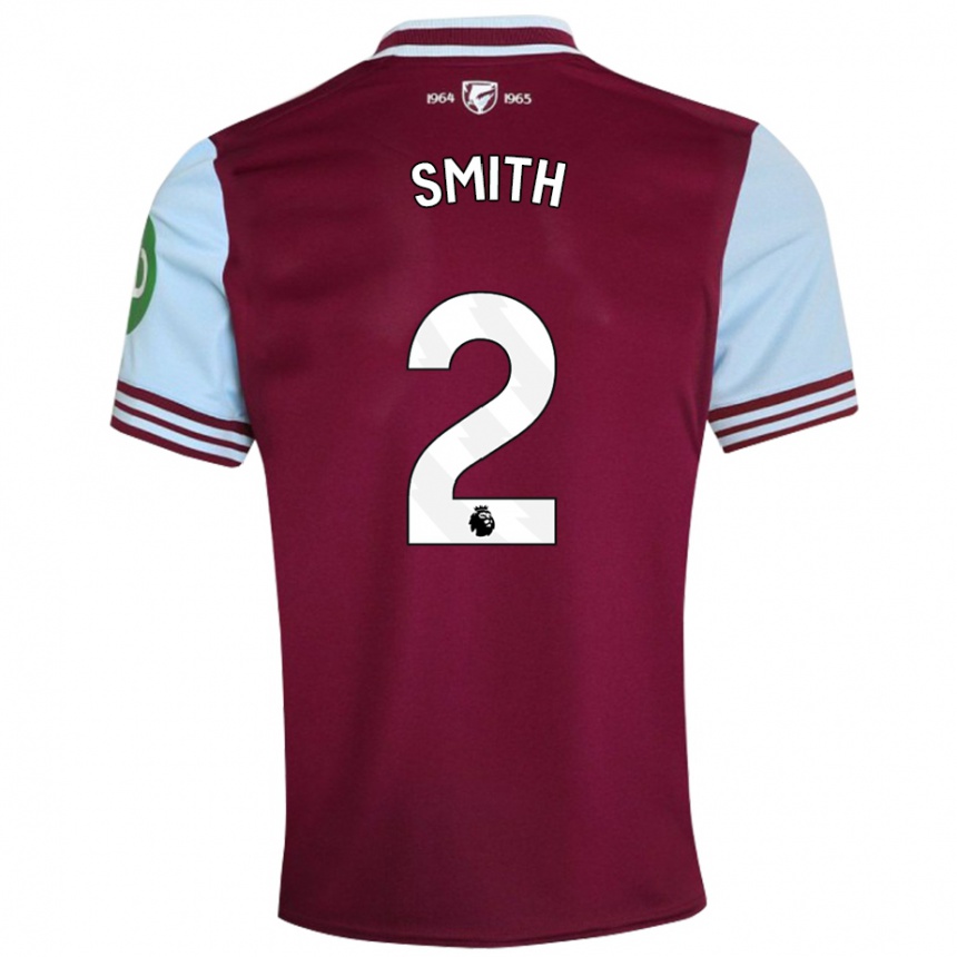 Kids Football Kirsty Smith #2 Dark Red Home Jersey 2024/25 T-Shirt Nz