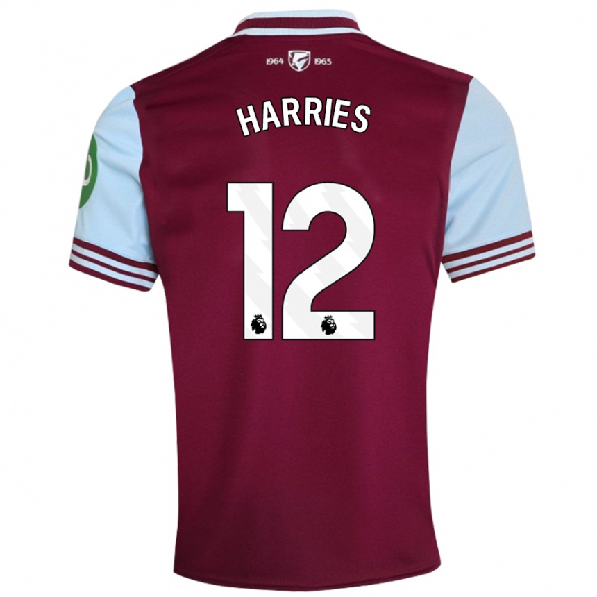 Kids Football Emma Harries #12 Dark Red Home Jersey 2024/25 T-Shirt Nz