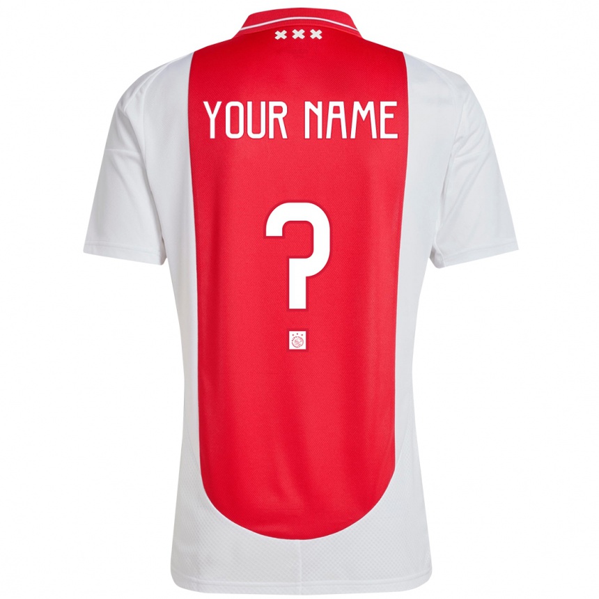 Kids Football Your Name #0 Red White Home Jersey 2024/25 T-Shirt Nz